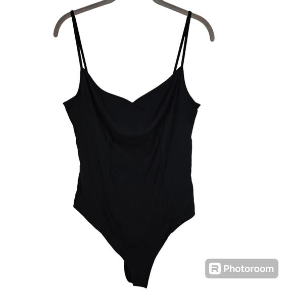 Intimately Free People Black Last Rose Bodysuit V-Neck Thong Size XL - Picture 3 of 11